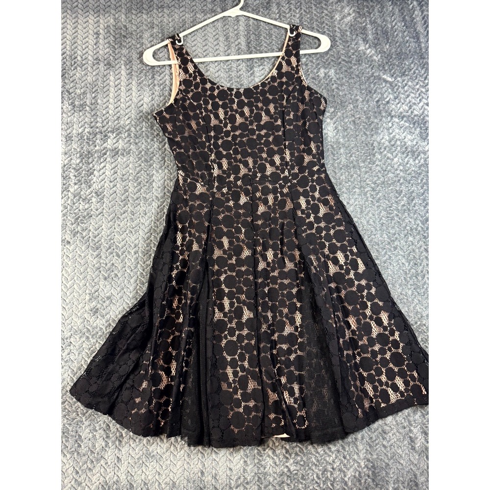 Disney Fit‎ & Flare Dress Womens Small Black Minnie Rocks The Dots Lace Overlay